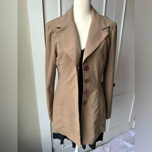 Bebe Long Tan 4 Button Woman’s Blazer Size 6